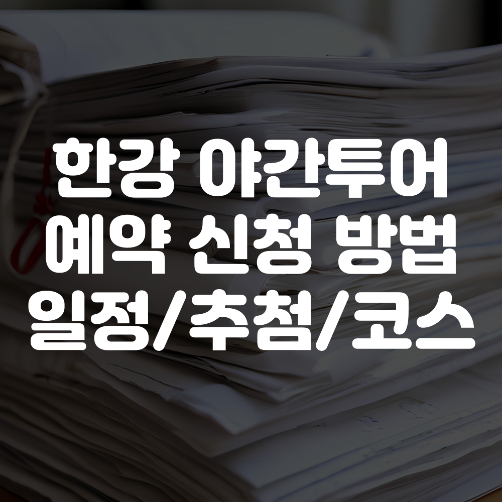 한강야경투어 예약 신청 방법 일정 코스 안내
