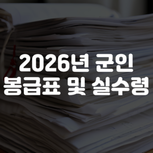 2026년 군인 월급 봉급표 및 실수령액