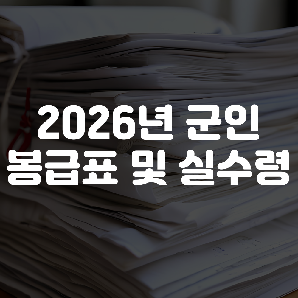 2026년 군인 월급 봉급표 및 실수령액 이미지