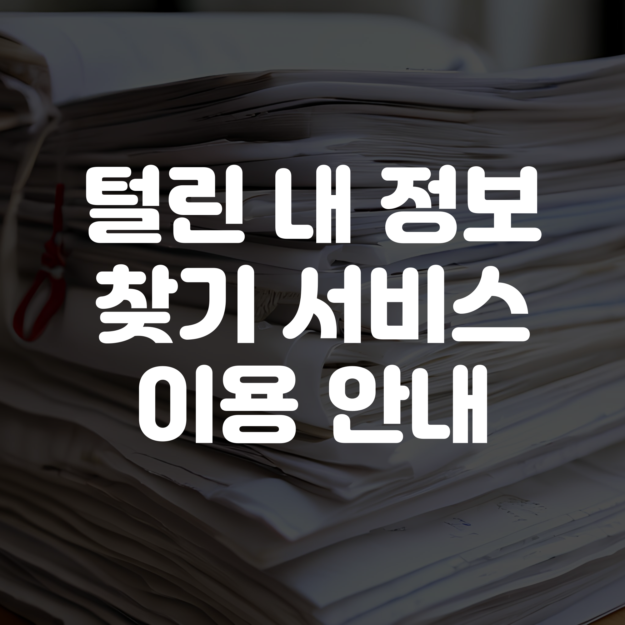 털린내정보찾기 서비스 이용 방법