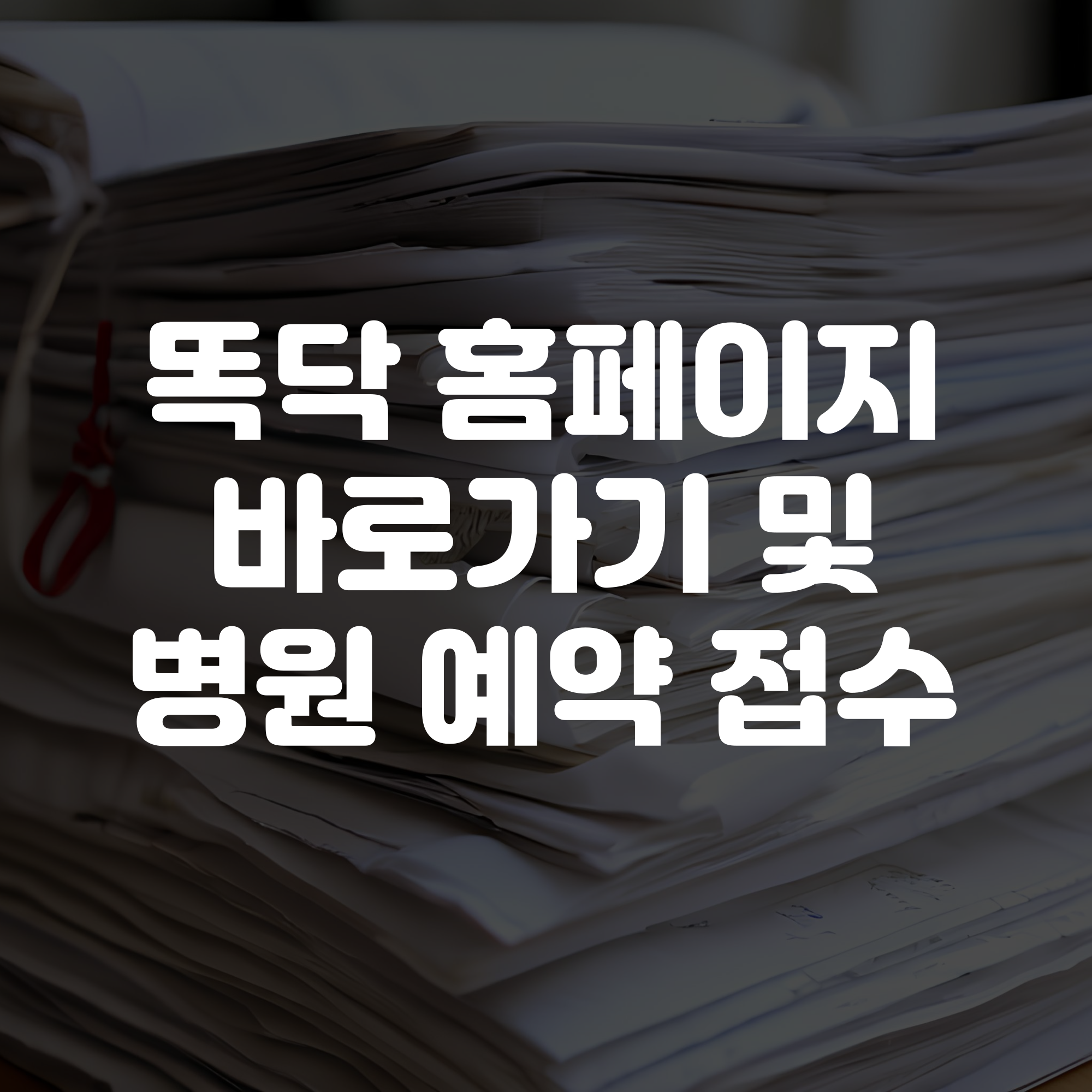 똑닥 홈페이지 바로가기 및 병원 예약 접수