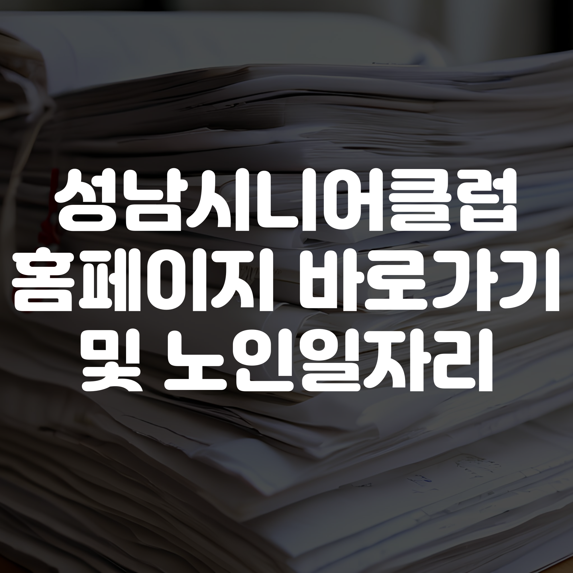 성남시니어클럽 홈페이지 바로가기 노인일자리 확인하기