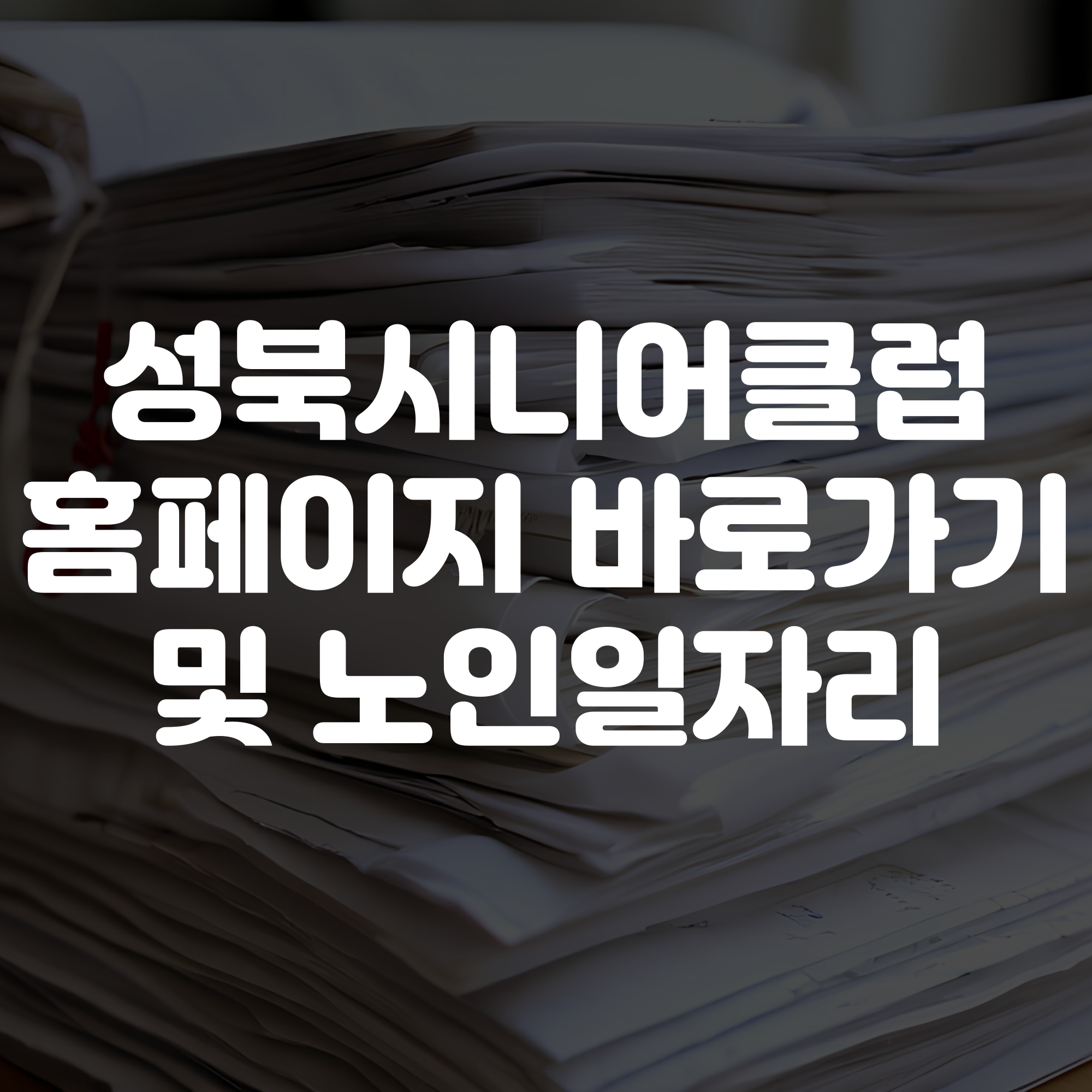 성북시니어클럽 홈페이지 바로가기 노인일자리 확인하기