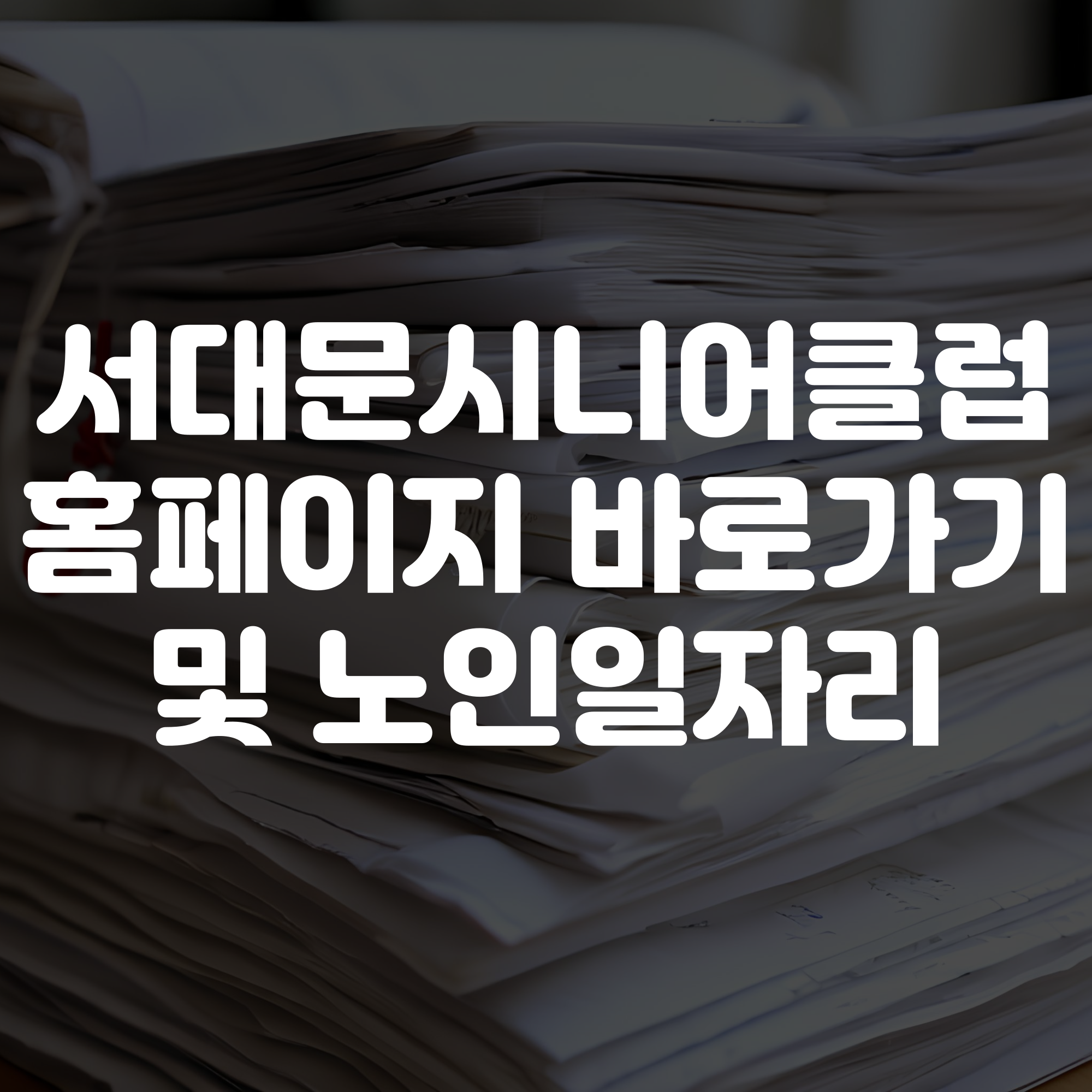 서대문시니어클럽 홈페이지 바로가기 노인일자리 확인하기