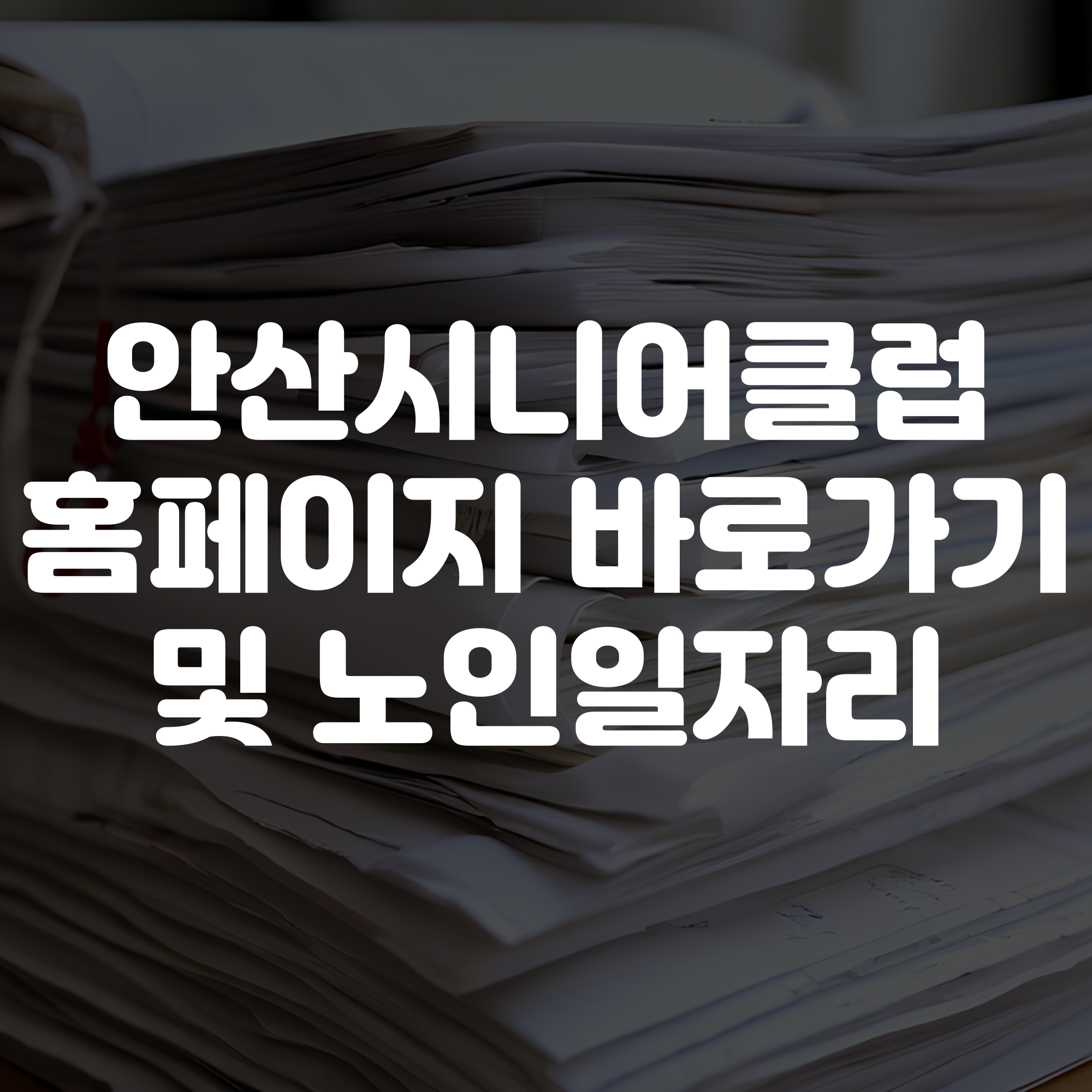 안산시니어클럽 홈페이지 바로가기 노인일자리 확인하기