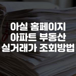 아실 홈페이지 바로가기 아파트 실거래가 조회방법
