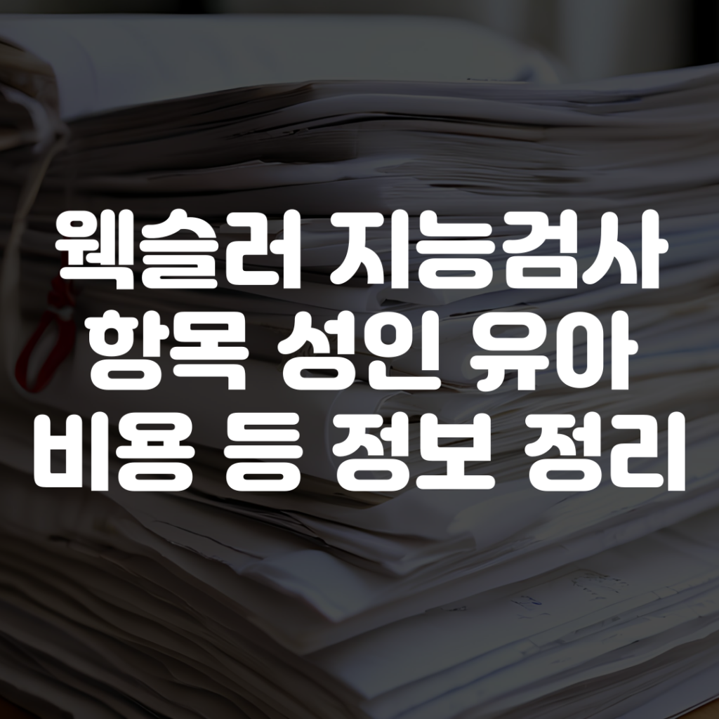 웩슬러 지능검사 항목 성인 유아 비용 등 정보 총정리