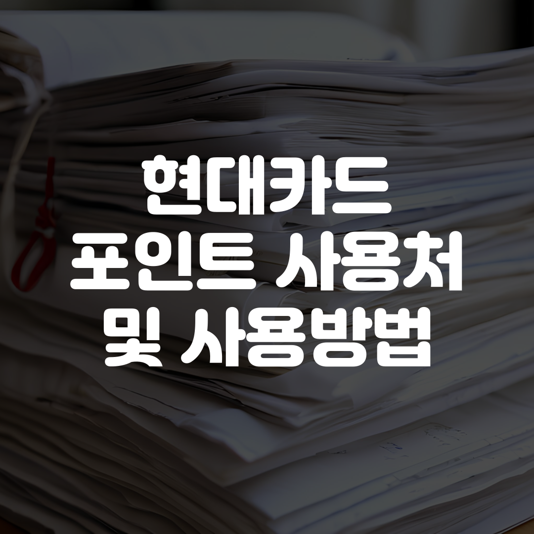 현대카드 포인트 사용처 사용방법