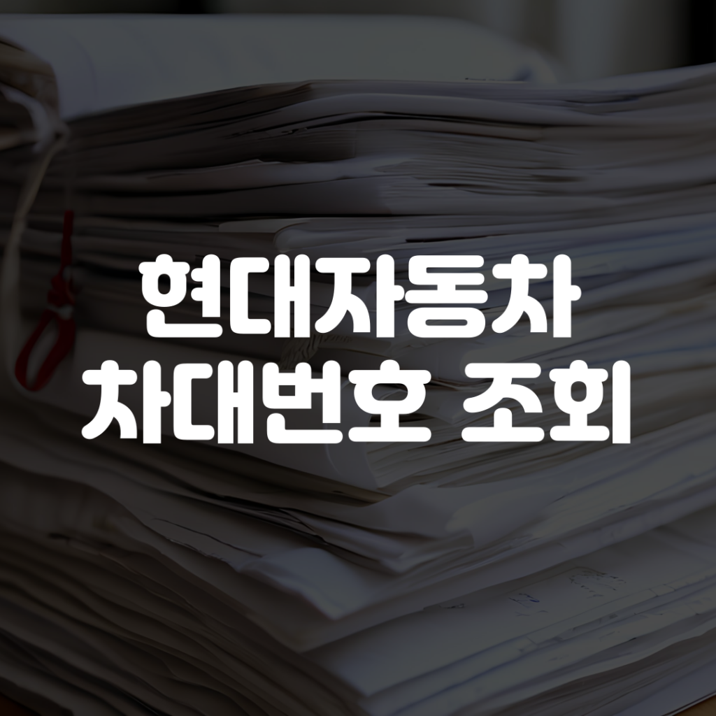 현대자동차 차대번호 조회 방법