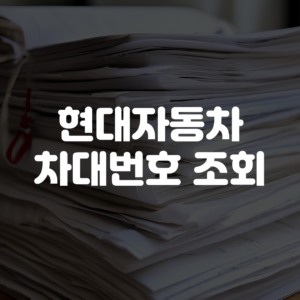 현대자동차 차대번호 조회 방법